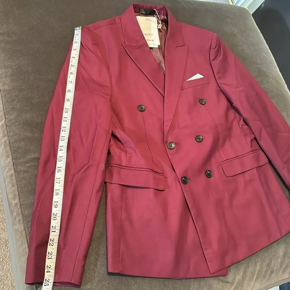 Men’s Slim Fit Double Breasted 2Piece Suit Notched Lapels Jacket 36 Pants 32 NWT
